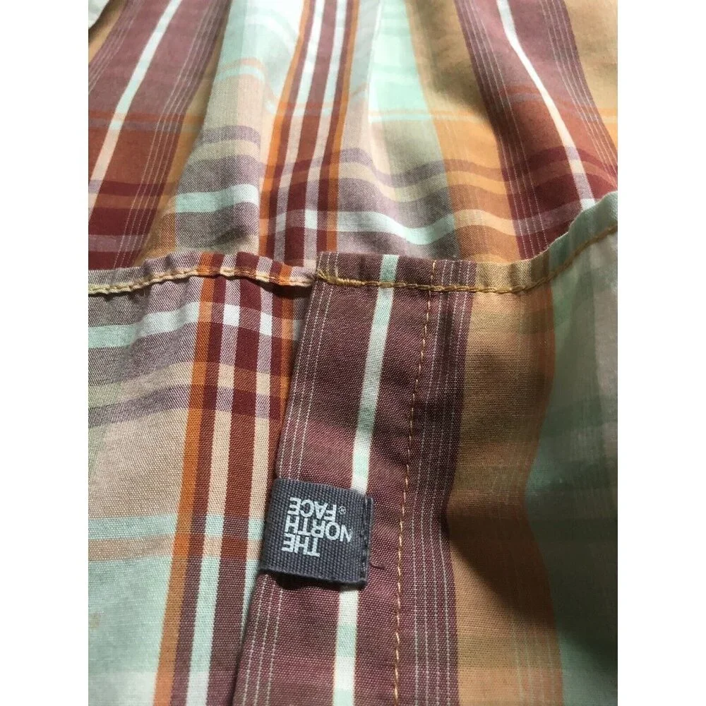 The North Face Men Shirt Madras Plaid Short Sleeve Button Up Hiking Large L